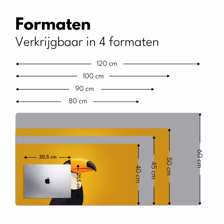 Toekan - Minimalistisch - Snavel - Oranje Muismat XXL klein -sfeer5