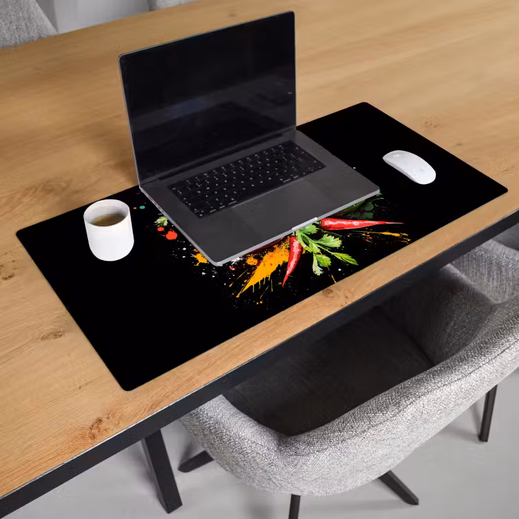 Tomaat - Avocado - Peper - Graffiti - Verf - Modern Muismat XXL klein -sfeer1