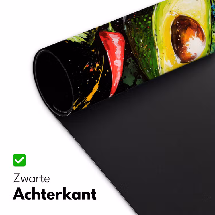 Tomaat - Avocado - Peper - Graffiti - Verf - Modern Muismat XXL klein -sfeer2