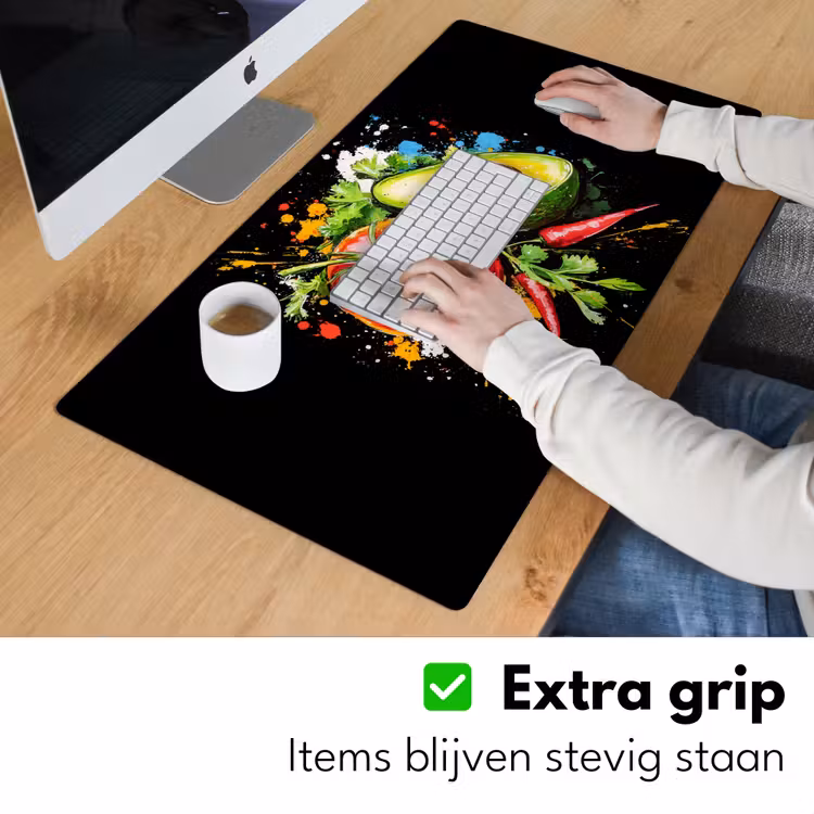 Tomaat - Avocado - Peper - Graffiti - Verf - Modern Muismat XXL klein -sfeer3