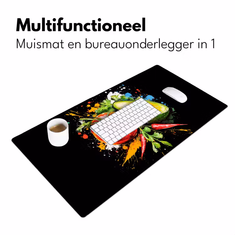 Tomaat - Avocado - Peper - Graffiti - Verf - Modern Muismat XXL klein -sfeer4