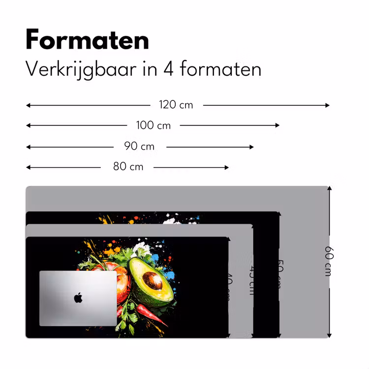 Tomaat - Avocado - Peper - Graffiti - Verf - Modern Muismat XXL klein -sfeer5