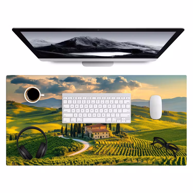 Toscane - Landschap - Wijngaarden Muismat XXL klein -3d