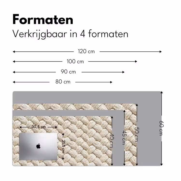 Touw - Gebreid - Beige Muismat XXL klein 681 -sfeer5
