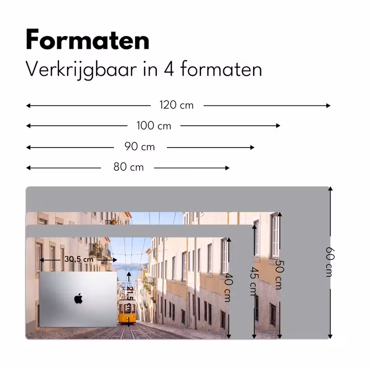 Tram - Straat - Stad - Architectuur - Geel Muismat XXL klein -sfeer5