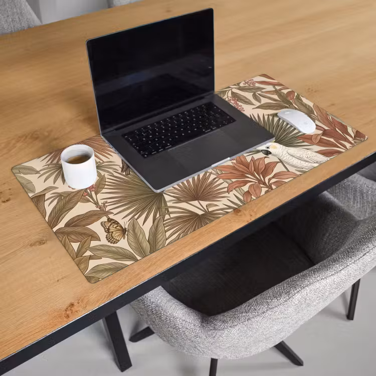 Tropisch - Vogels - Beige Muismat XXL klein -sfeer1