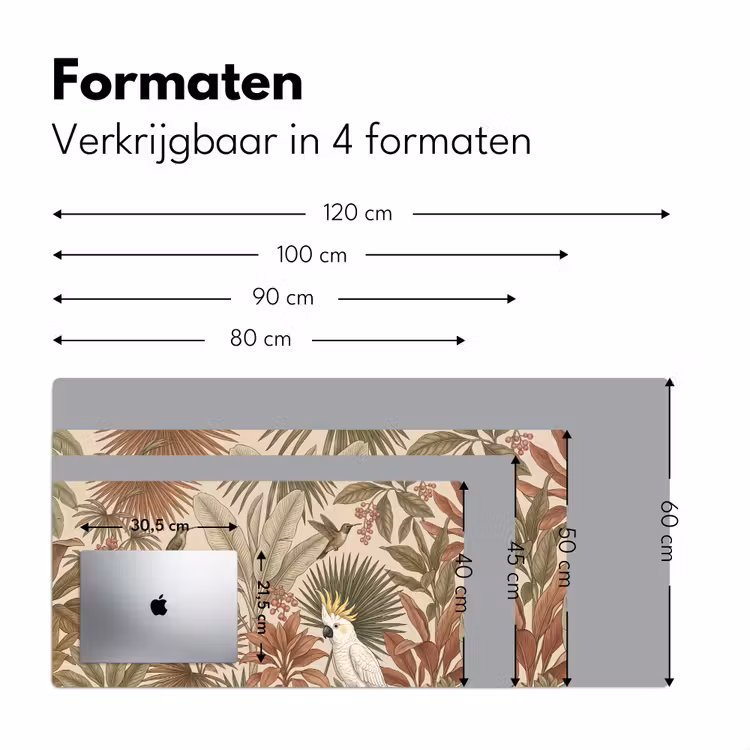 Tropisch - Vogels - Beige Muismat XXL klein -sfeer5