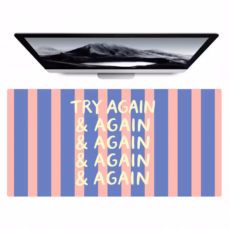 Try again - Strepen - Roze - Verticaal - Blauw Muismat XXL klein -zzz3d