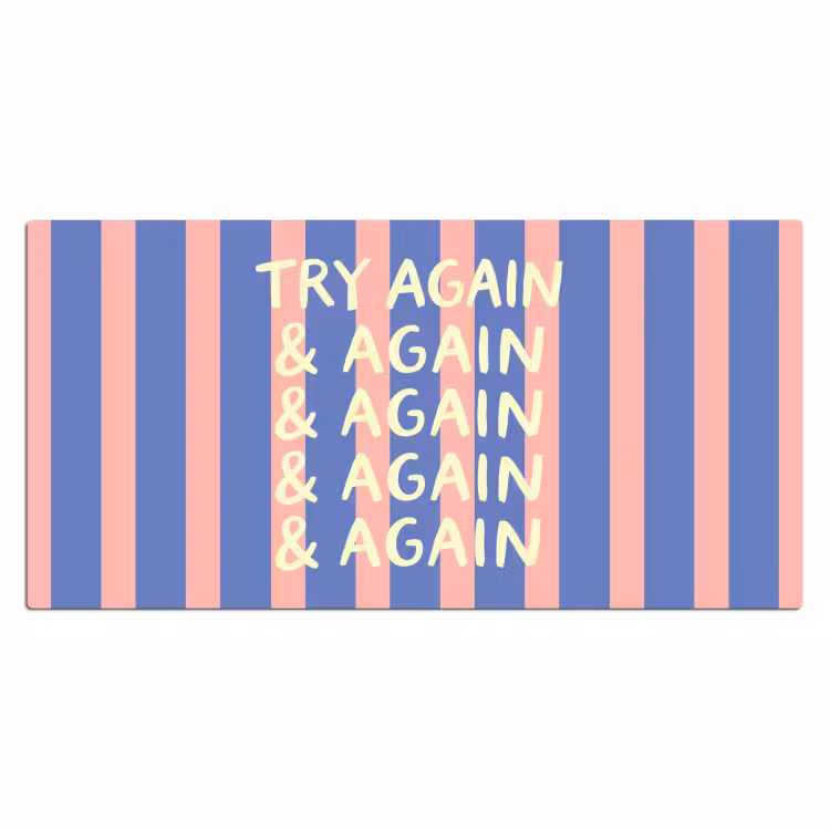 Try again - Strepen - Roze - Verticaal - Blauw Muismat XXL klein -3d_leeg