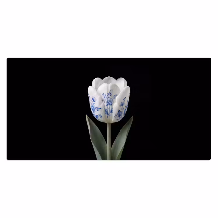Tulp - Patroon - Blauw Muismat XXL klein -3d_leeg