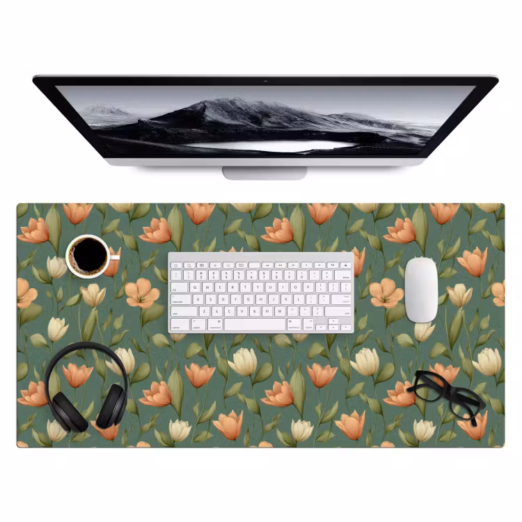 Tulpen - Botanisch - Groen Muismat XXL klein 681 -3d