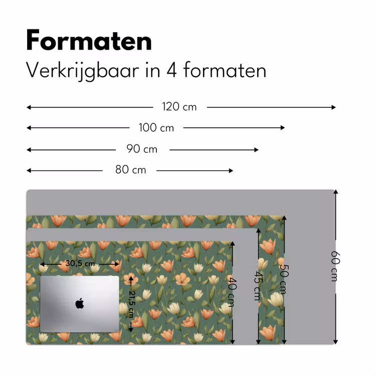 Tulpen - Botanisch - Groen Muismat XXL klein 681 -sfeer5