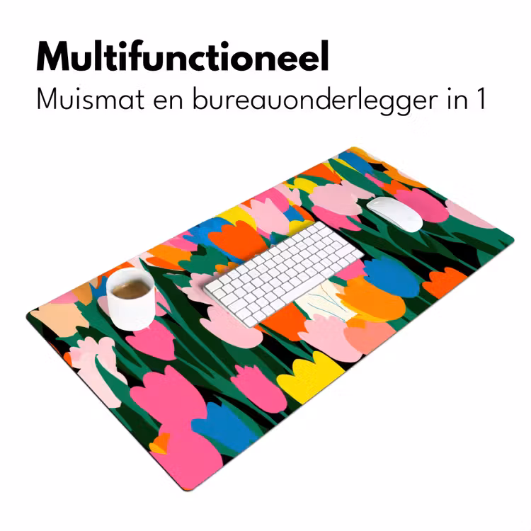 Tulpen - Kat - Kleurrijk Muismat XXL klein -sfeer4