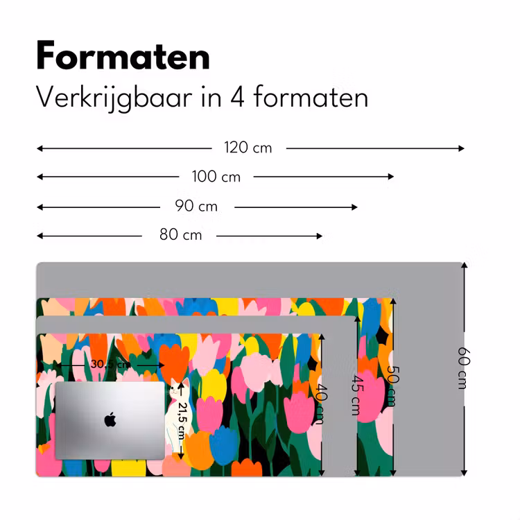 Tulpen - Kat - Kleurrijk Muismat XXL klein -sfeer5