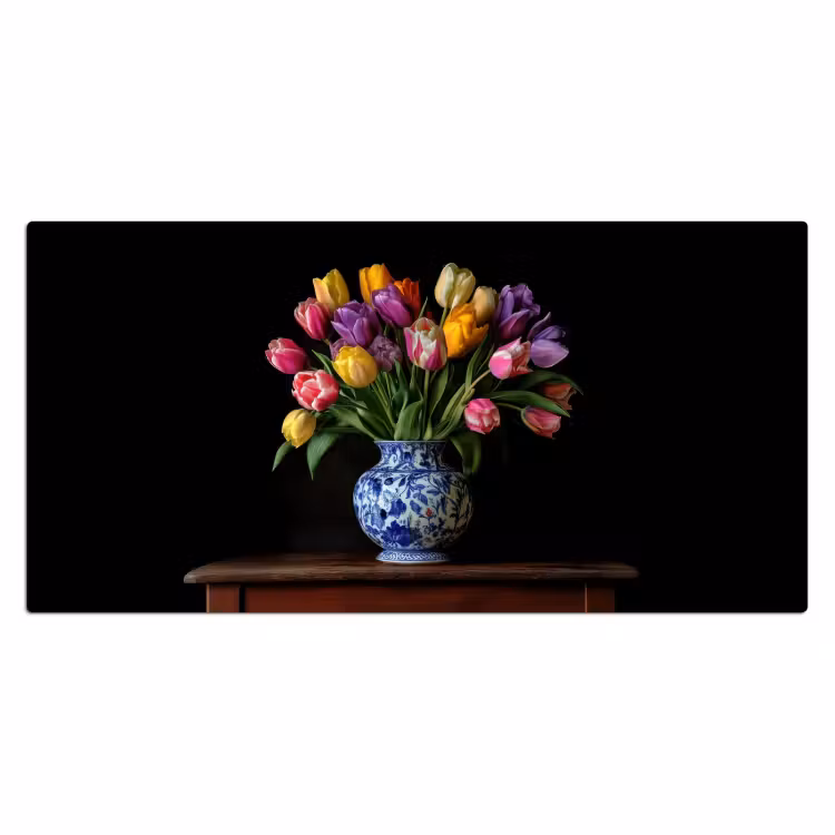 Tulpen - Kleuren - Hout - Vaas Muismat XXL klein -3d_leeg