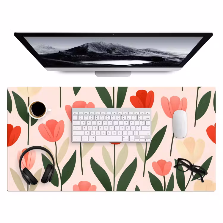 Tulpen - Modern - Roze Muismat XXL klein -3d