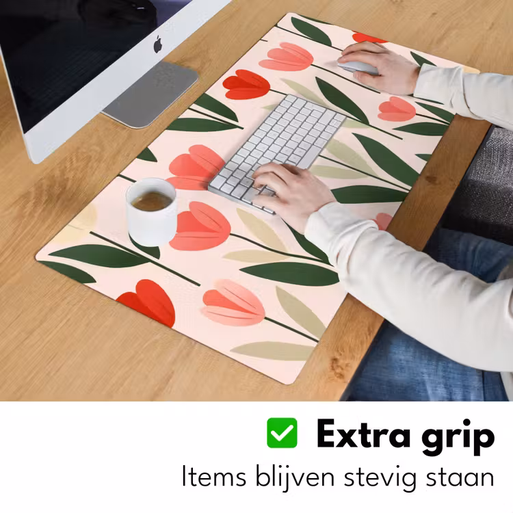 Tulpen - Modern - Roze Muismat XXL klein -sfeer3