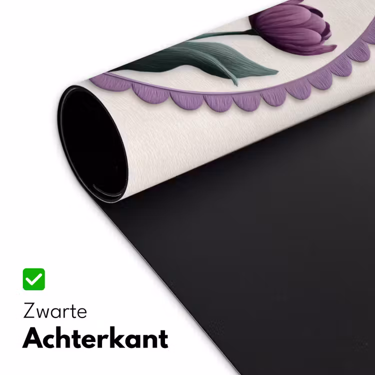 Tulpen - Paars - Lijst - Bladeren Muismat XXL klein -sfeer2