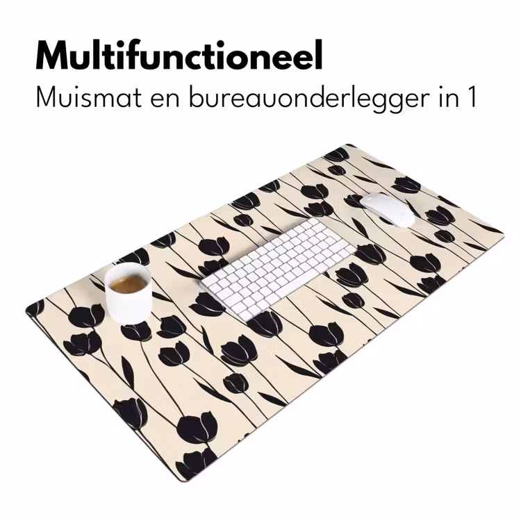 Tulpen - Patroon - Zwart Muismat XXL klein 681 -sfeer4