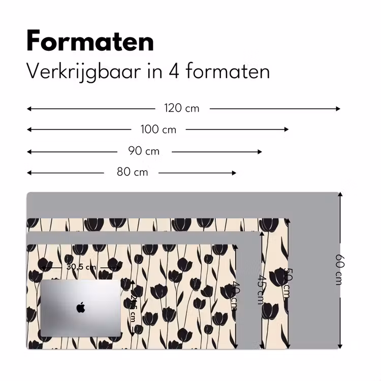 Tulpen - Patroon - Zwart Muismat XXL klein 681 -sfeer5