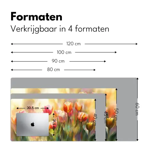 Tulpen - Sprookjesachtig - Kleurrijk Muismat XXL klein -sfeer5