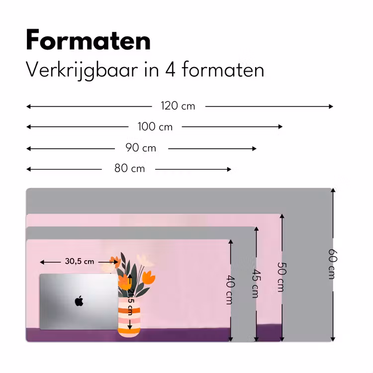 Tulpen - Vaas - Strepen - Paars Muismat XXL klein -sfeer5