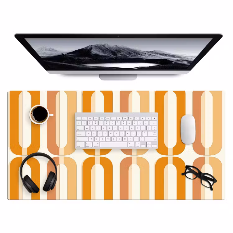 U-vorm - Retro - Oranje Muismat XXL klein 681 -3d