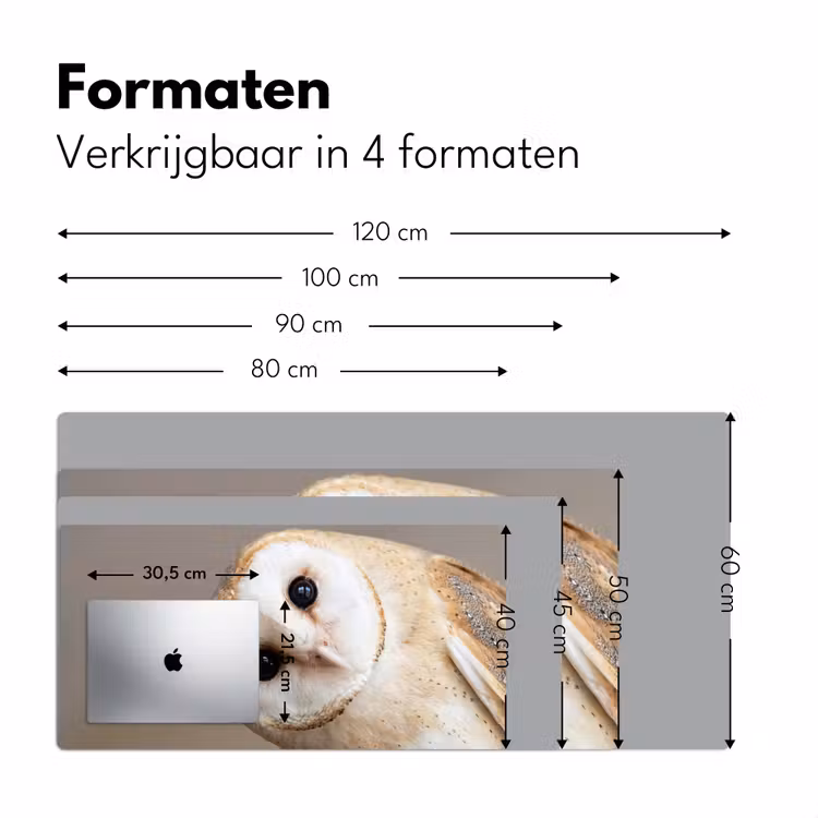 Uil - Bruin - Wit Muismat XXL klein -sfeer5
