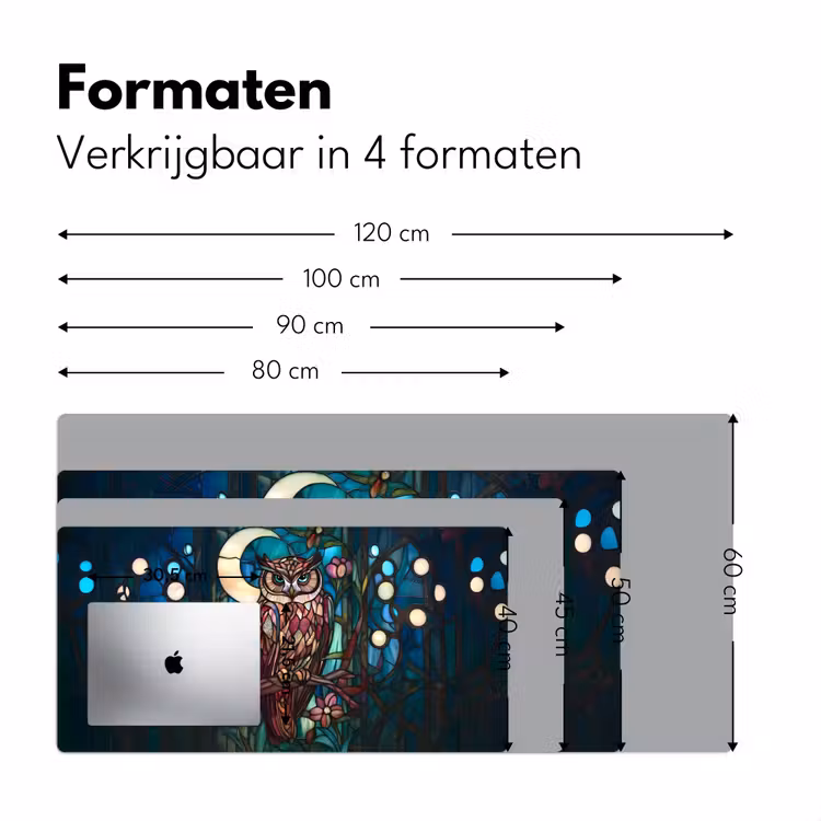 Uil - Mozaïek - Maan - Nacht Muismat XXL klein -sfeer5