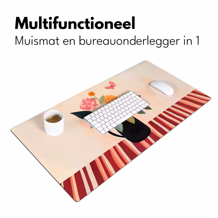 Vaas - Bloemen - Vlinder - Rood Muismat XXL klein -sfeer4