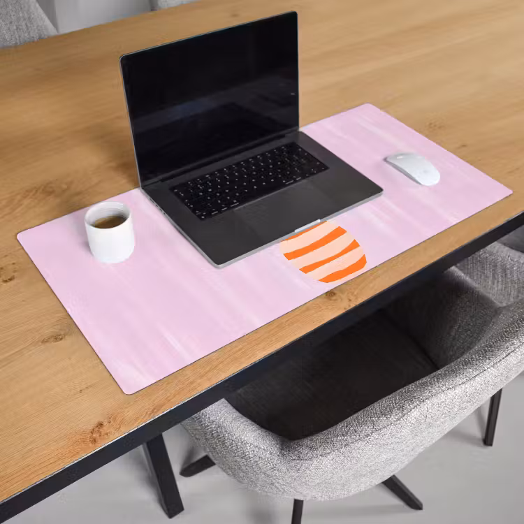 Vaas - Gestreept - Bloemen - Oranje Muismat XXL klein -sfeer1