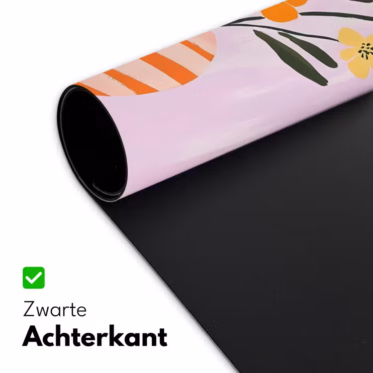 Vaas - Gestreept - Bloemen - Oranje Muismat XXL klein -sfeer2