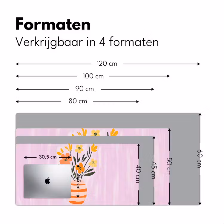 Vaas - Gestreept - Bloemen - Oranje Muismat XXL klein -sfeer5
