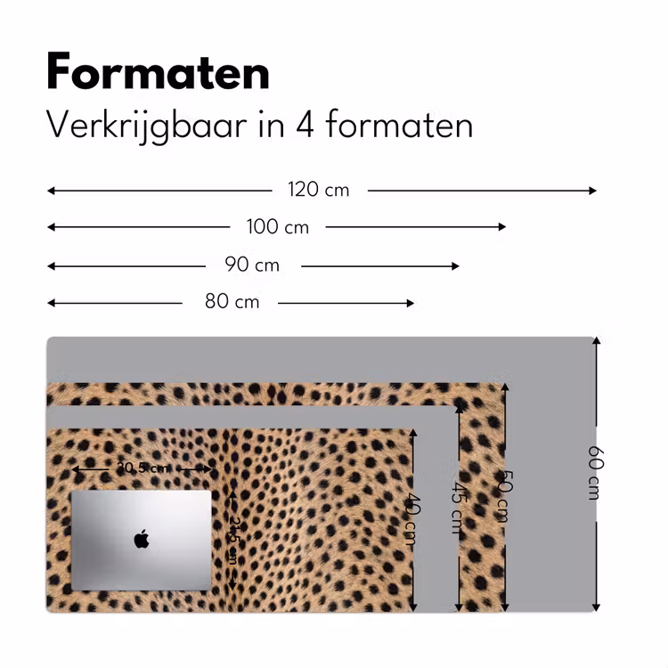 Vacht - Jachtluipaard - Zwart - Wit Muismat XXL klein -sfeer5