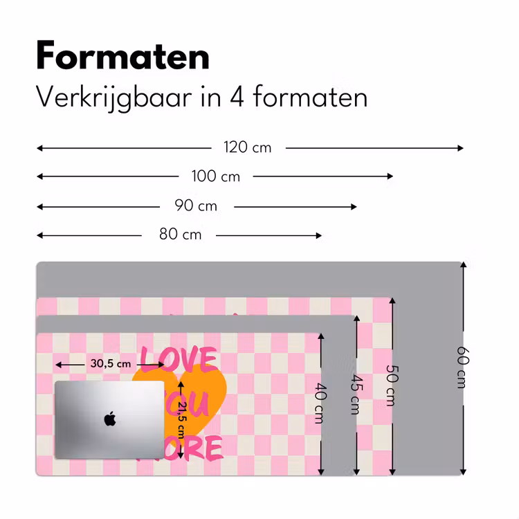 Valentijn - Love - Roze - Oranje Muismat XXL klein -sfeer5