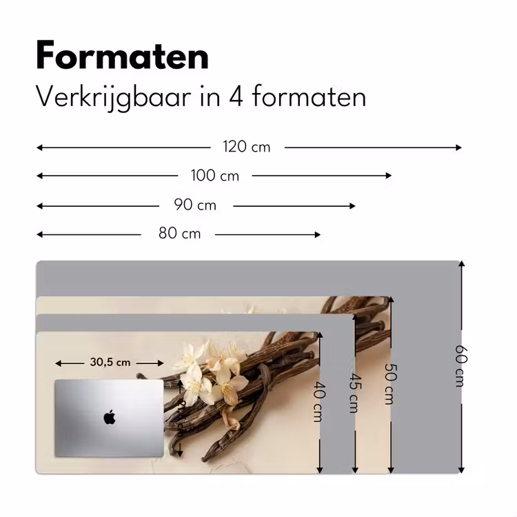 Vanille - Bloemen - Beige Muismat XXL klein -sfeer5