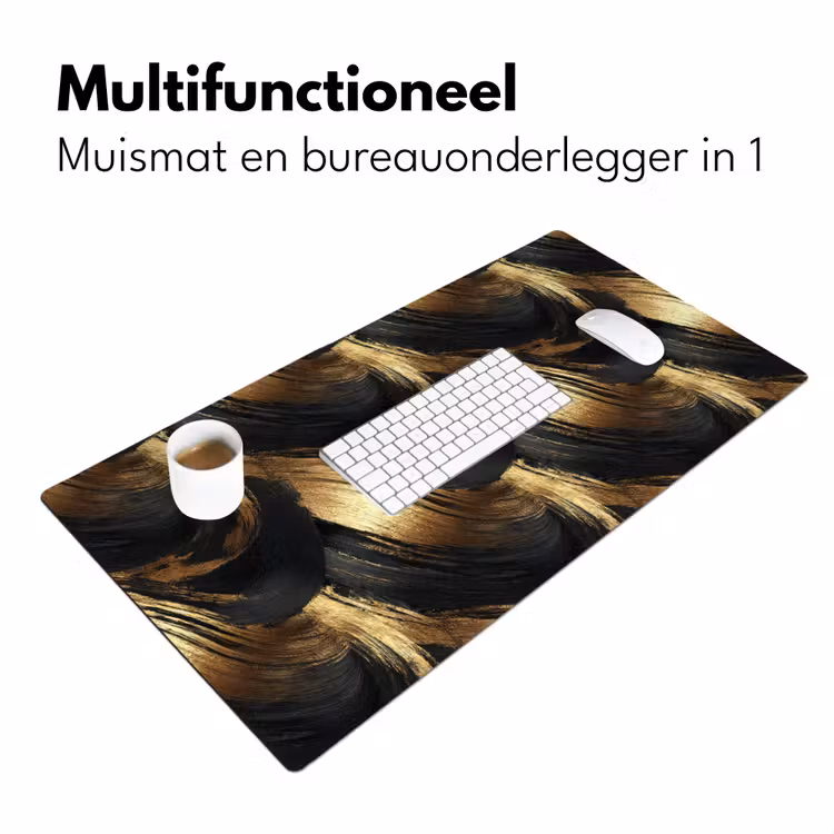 Verfstreken - Abstract - Goud - Zwart Muismat XXL klein 681 -sfeer4