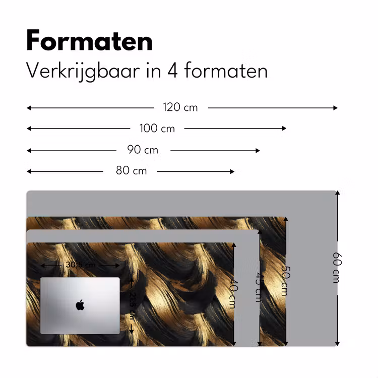 Verfstreken - Abstract - Goud - Zwart Muismat XXL klein 681 -sfeer5