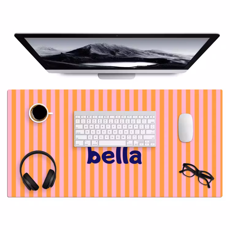 Verticaal - Strepen - Oranje - Ciao bella Muismat XXL klein -3d