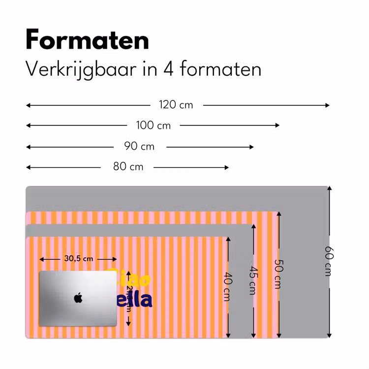 Verticaal - Strepen - Oranje - Ciao bella Muismat XXL klein -sfeer5