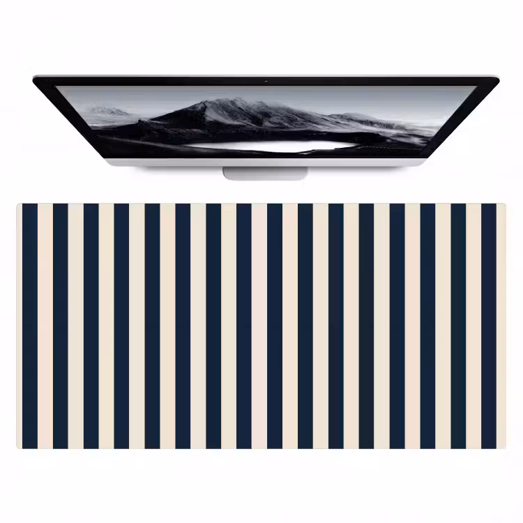 Verticale strepen - Blauw - Crème Muismat XXL klein 681 -zzz3d