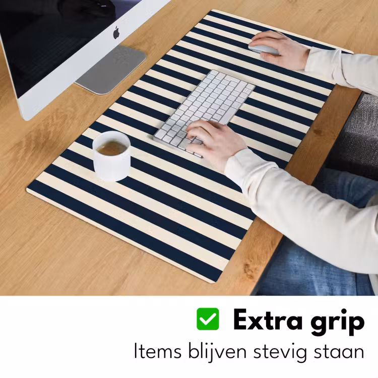 Verticale strepen - Blauw - Crème Muismat XXL klein 681 -sfeer3