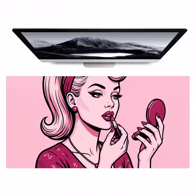 Vintage - Vrouw - Roze Muismat XXL klein -zzz3d