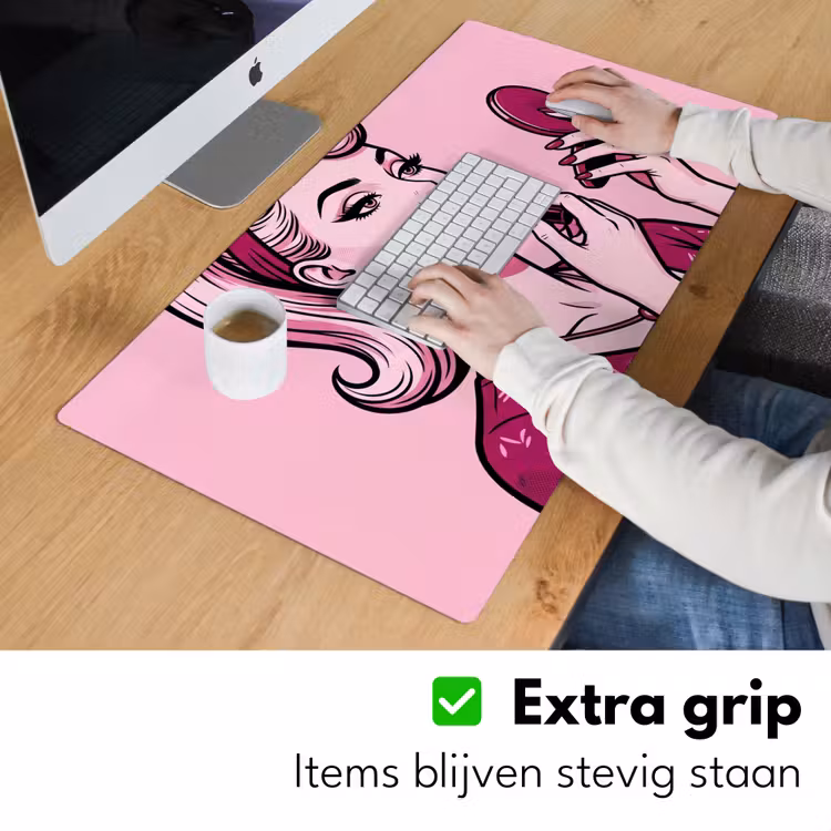 Vintage - Vrouw - Roze Muismat XXL klein -sfeer3