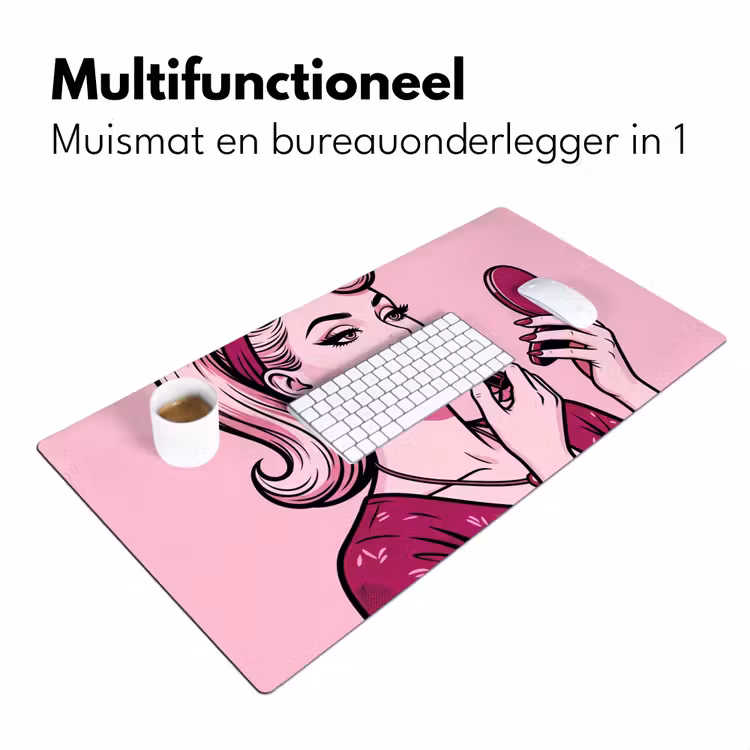 Vintage - Vrouw - Roze Muismat XXL klein -sfeer4