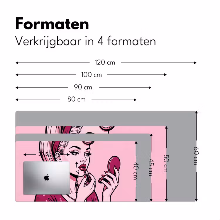 Vintage - Vrouw - Roze Muismat XXL klein -sfeer5