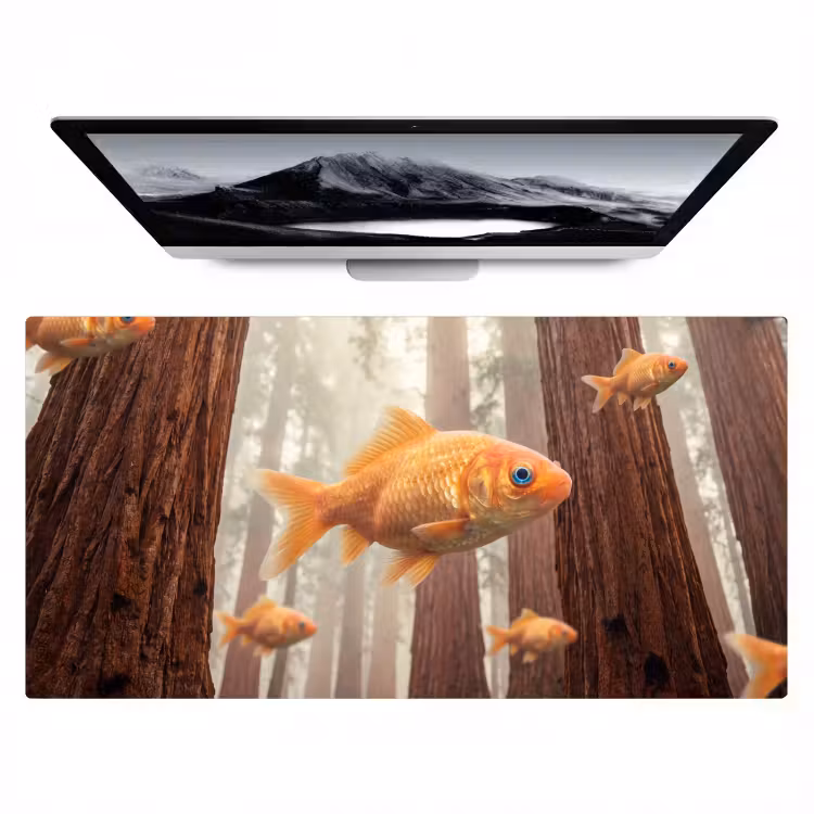 Bureau onderlegger - Vis - Bos - Fantasie - Vis - Bos - Fantasie Muismat XXL klein