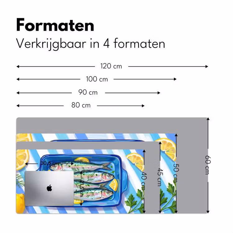 Vis - Citroen - Kruiden - Eten - Blauw Muismat XXL klein -sfeer5