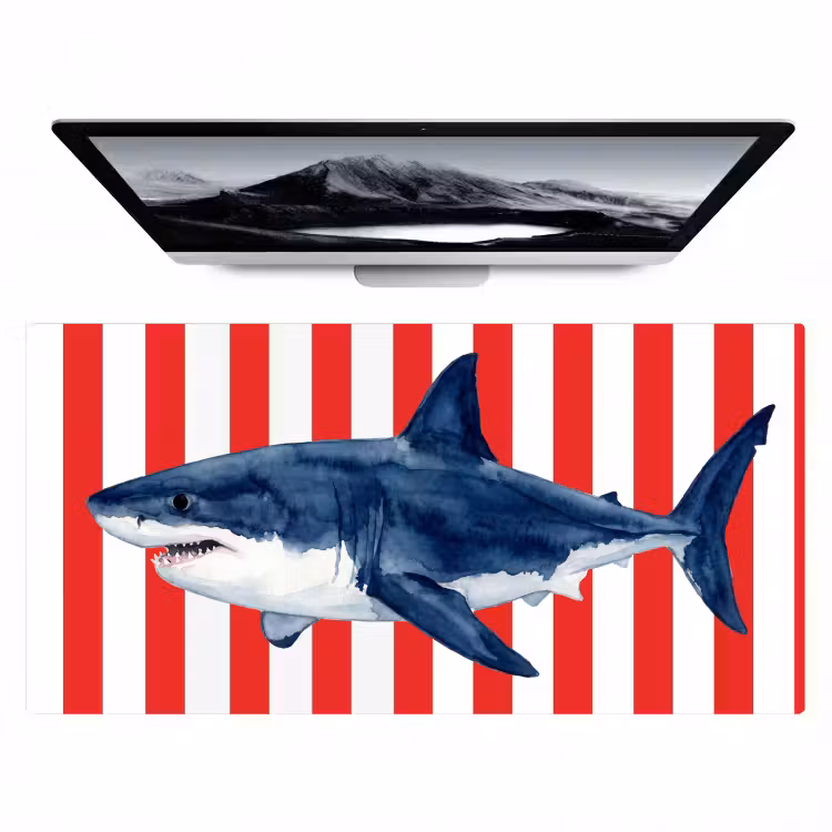 Vis - Haai - Zee - Illustratie - Blauw Muismat XXL klein -zzz3d