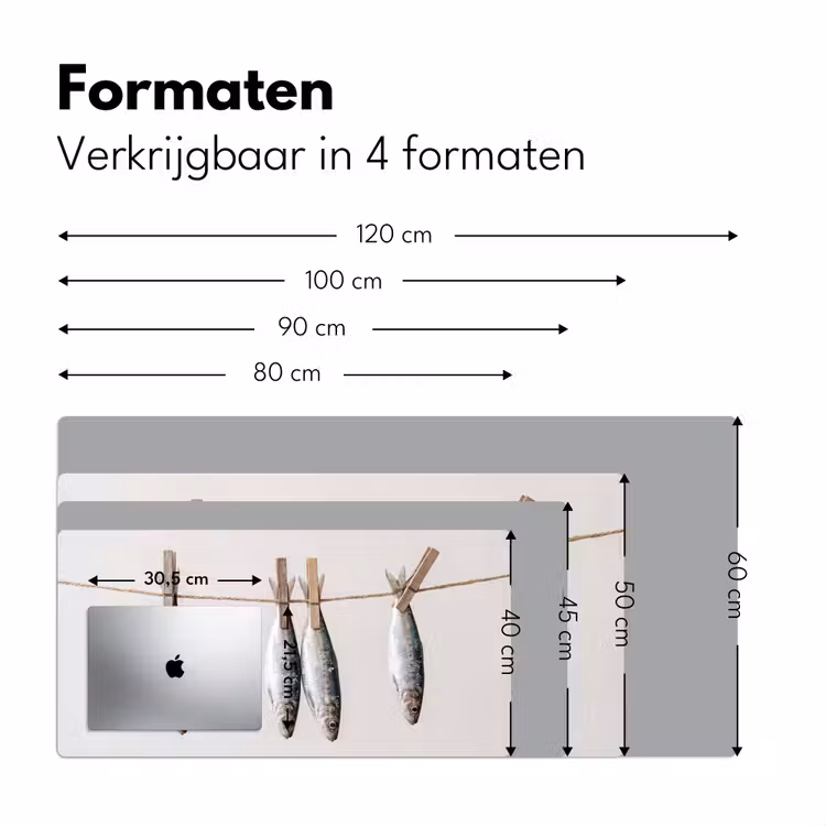 Bureau onderlegger - Vis - Hangend - Eten - Vis - Hangend - Eten Muismat XXL klein